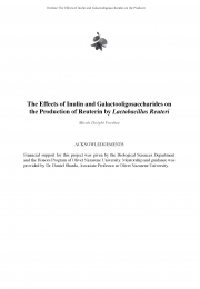 The Effects of Inulin and Galactooligosaccharides on the Production of Reuterin by Lactobacillus Reuteri