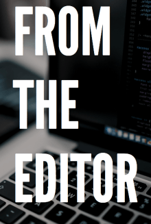 "From the Editor" with a computer in the background