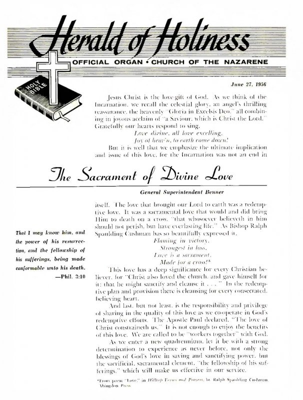 Title Page of Herald of Holiness - June 27, 1956