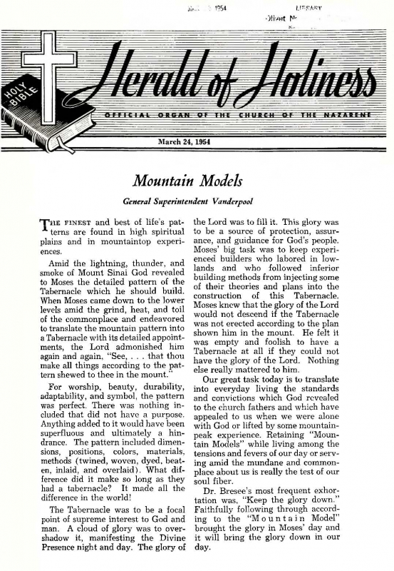 Title Page of Herald of Holiness - March 24, 1954