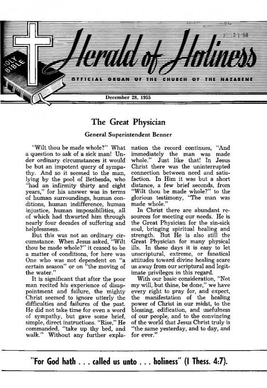 Title Page of Herald of Holiness - December 28, 1955