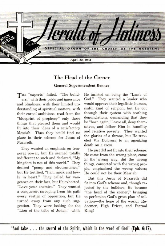 Title Page of Herald of Holiness - April 22, 1953