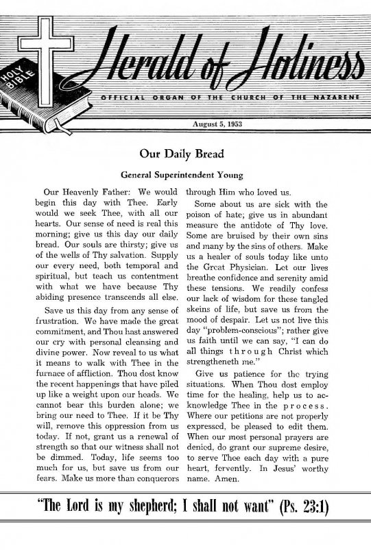 Title Page of Herald of Holiness - August 5, 1953