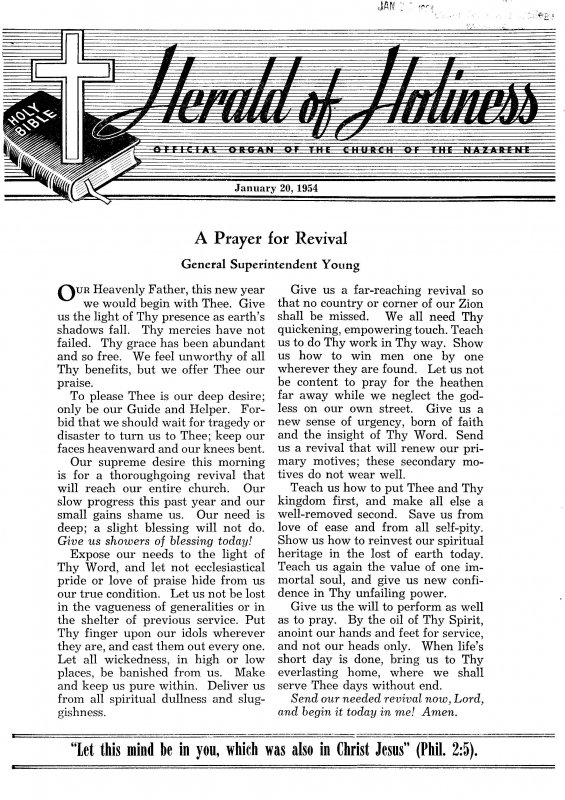 Title Page of Herald of Holiness - January 20, 1954 