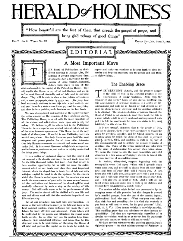 Title Page of Herald of Holiness - June 5, 1918