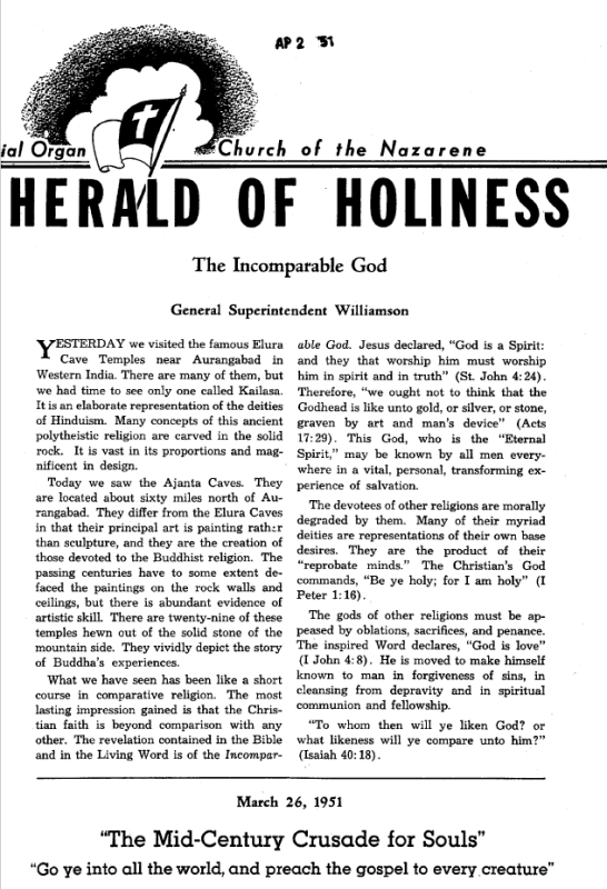 Title Page of Herald of Holiness - March 26, 1951