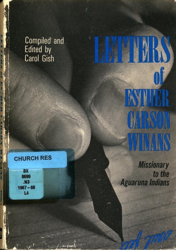 Cover of Letters of Esther Carson Winans 1967 edition