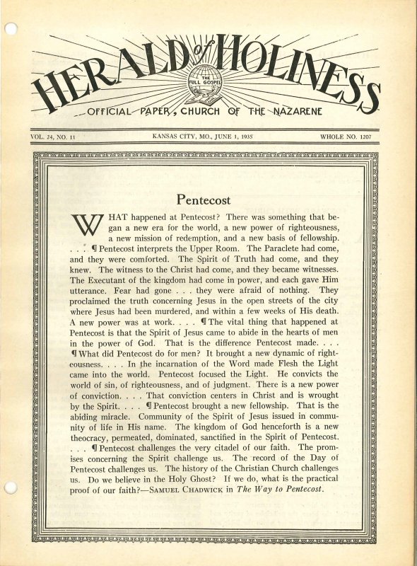 HERALD OF HOLINESS - June 1, 1935