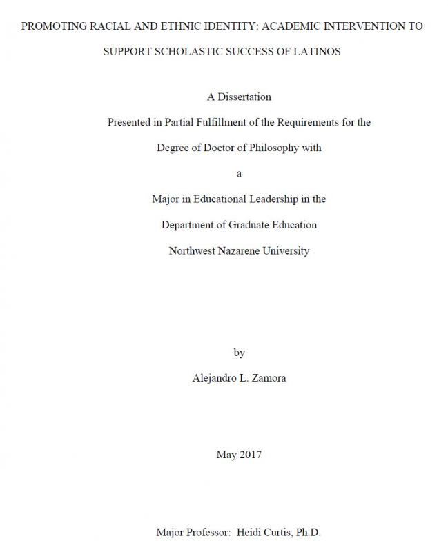Promoting racial and ethnic identity: academic intervention to support scholastic success of Latinos