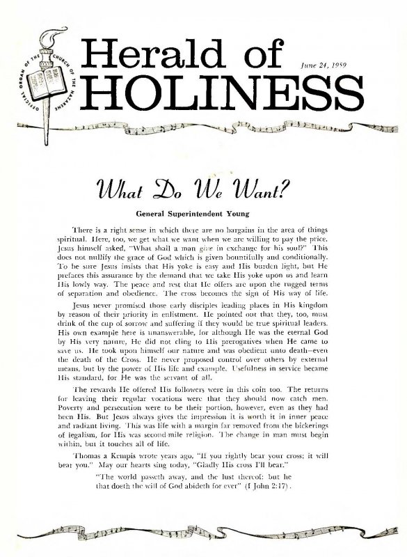 Herald of Holiness - June 24, 1959