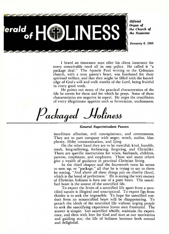 Herald of Holiness - January 6, 1960