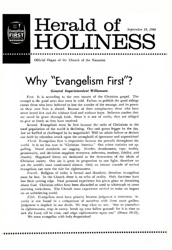 Herald of Holiness - September 14, 1960