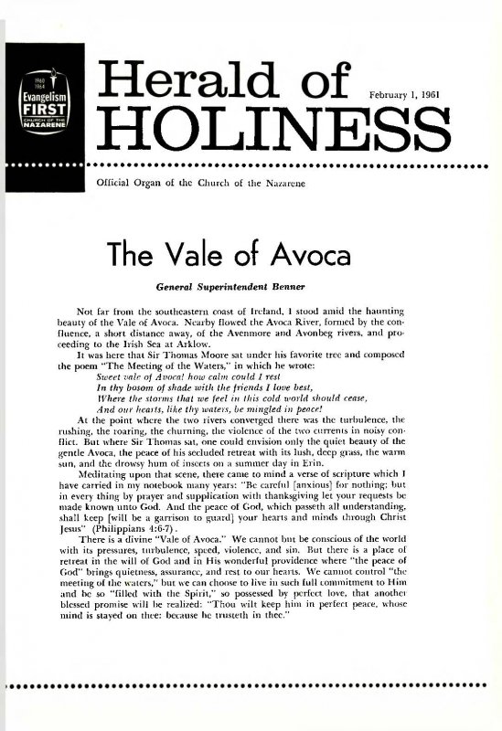 Herald of Holiness - February 1, 1961