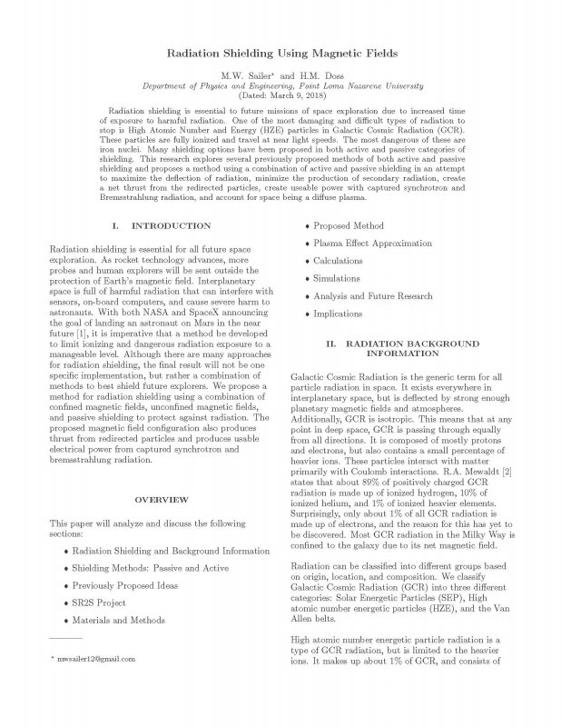 Radiation Shielding Using Magnetic Fields